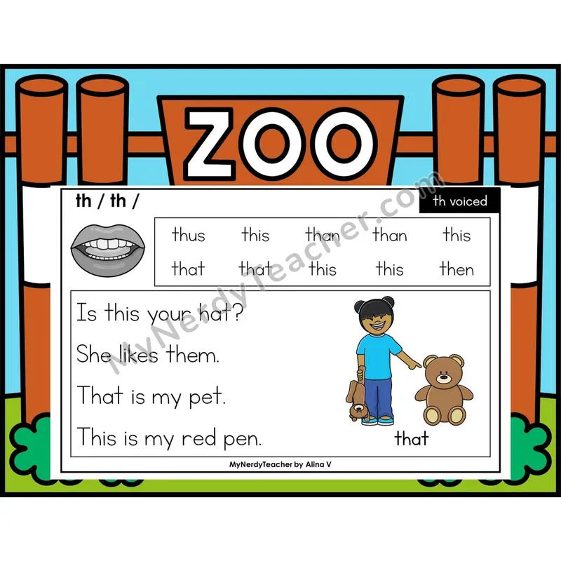 Voiced th Digraph Phonics Flash Cards — Digital PowerPoint