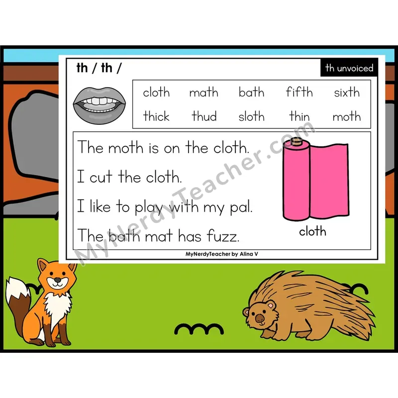 Unvoiced th Digraph Phonics Flash Cards — Digital PowerPoint