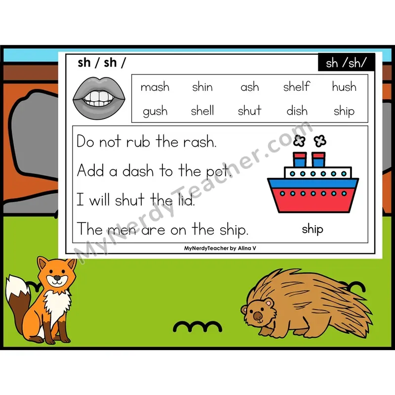 sh Digraph Phonics Flash Cards — Digital PowerPoint