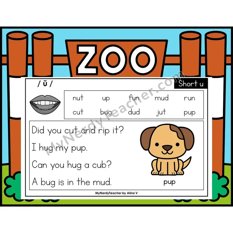Short U Phonics Flash Cards — Digital PowerPoint