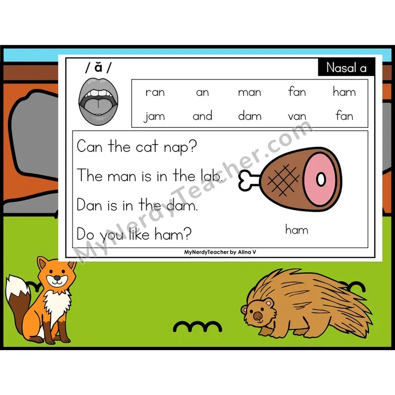 Nasalized A (am, an) Phonics Flash Cards — Digital PowerPoint
