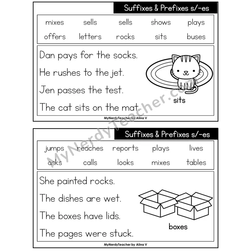 Suffix -s / -es Phonics Flash Cards — Printable Practice