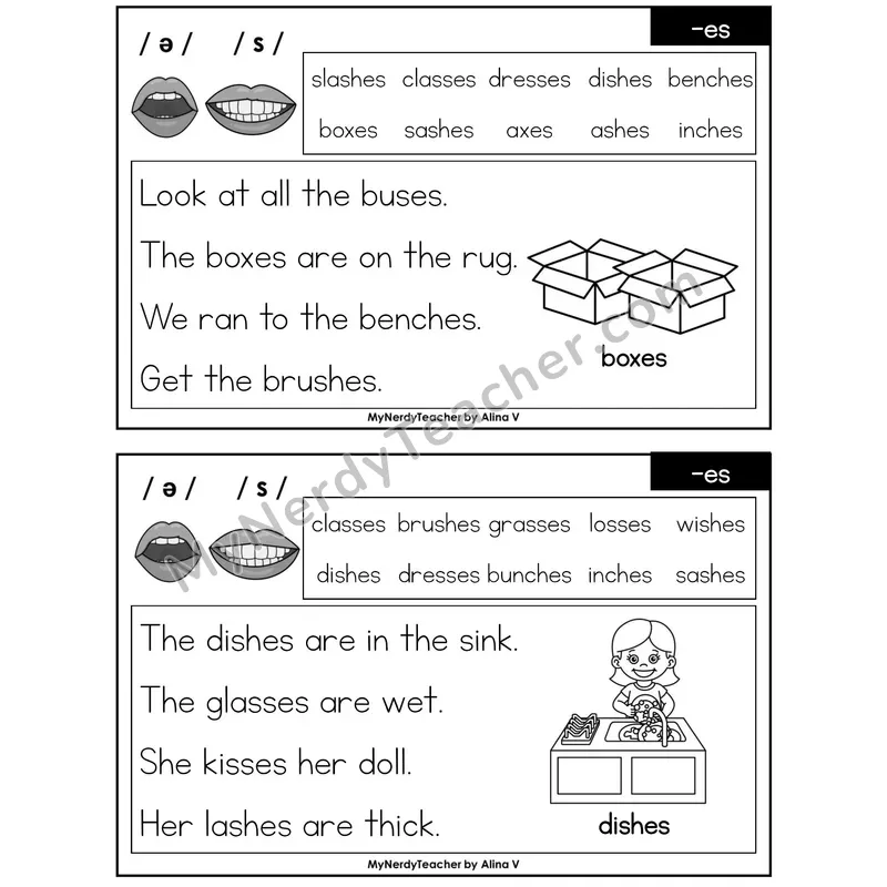 -es Ending Phonics Flash Cards — Printable Practice