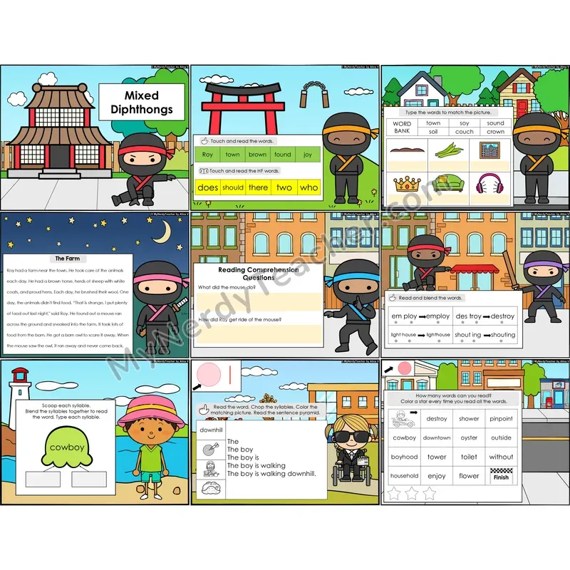 Mixed Diphthongs Decodable Passages — Multisyllabic Words Set 2