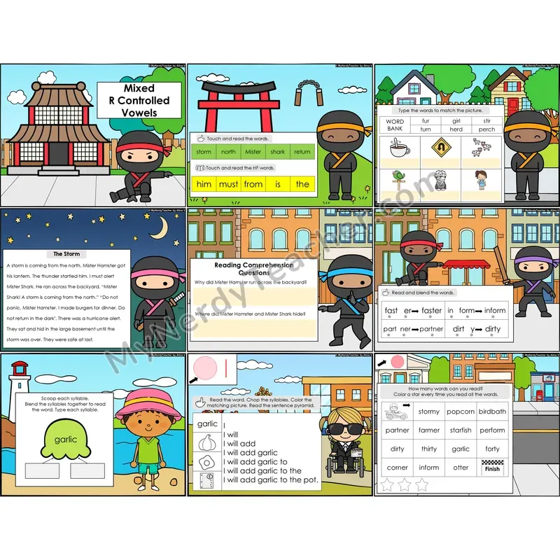 Mixed R-Controlled Vowels Decodable Passages — Multisyllabic Set 2