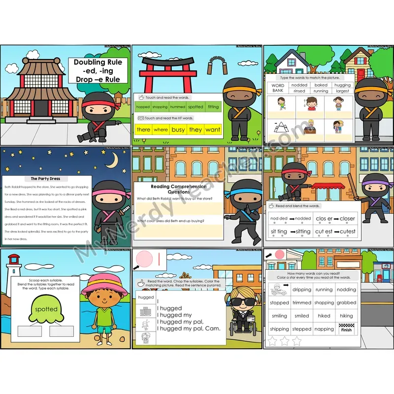 Doubling Rule & Drop-e Rule Decodable Passages — -ed, -ing