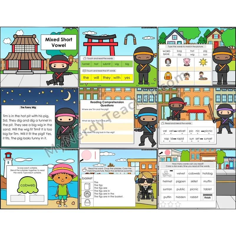 Mixed Short Vowels Decodable Passages — Multisyllabic Words Set 3