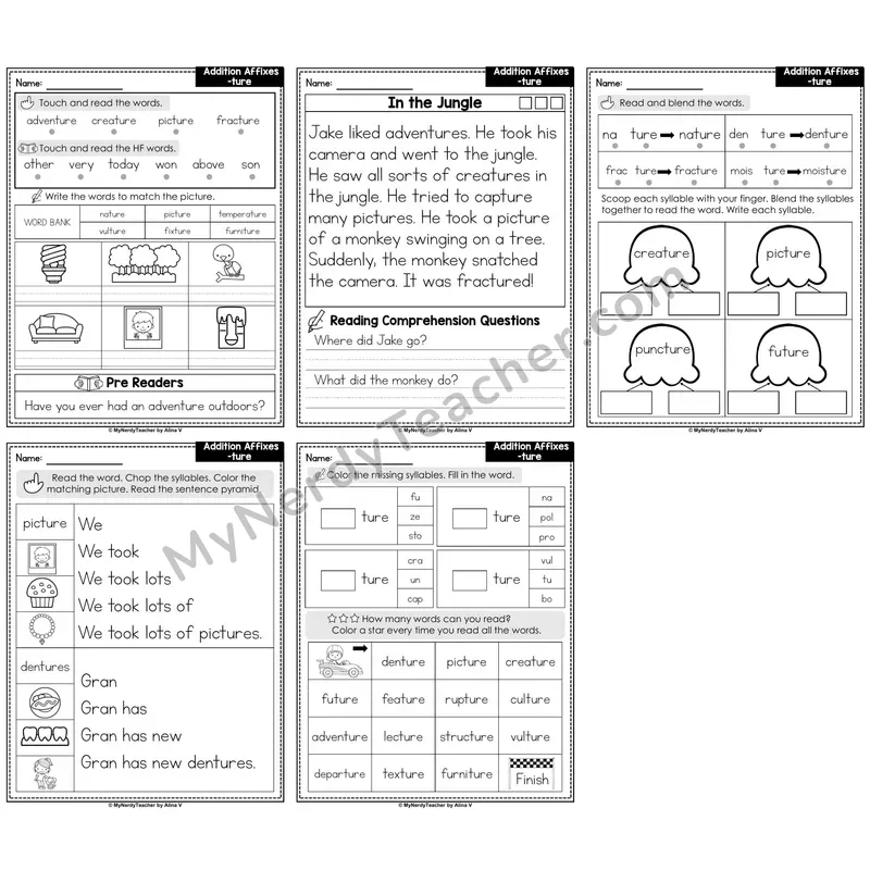 Suffix -ture Decodable Passages — Multisyllabic Word Practice