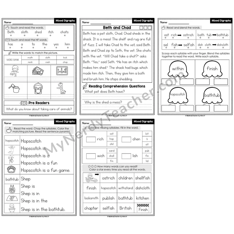 Mixed Digraphs Decodable Passages — Multisyllabic Words Set 2