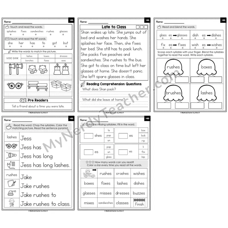 Suffix -es Decodable Passages — Reading Longer Words