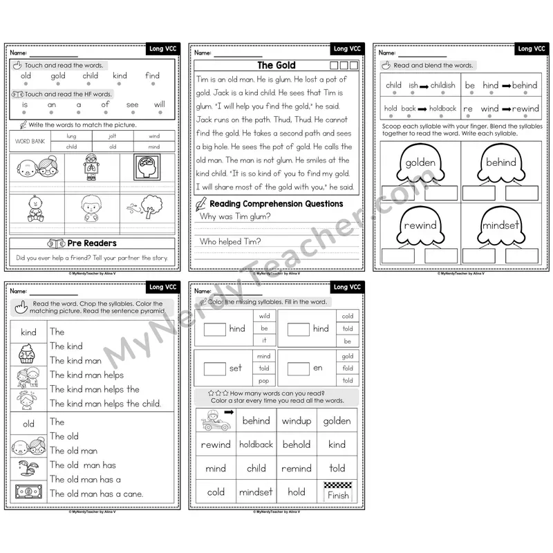 Long VCC Patterns Decodable Passages — Multisyllabic Word Practice