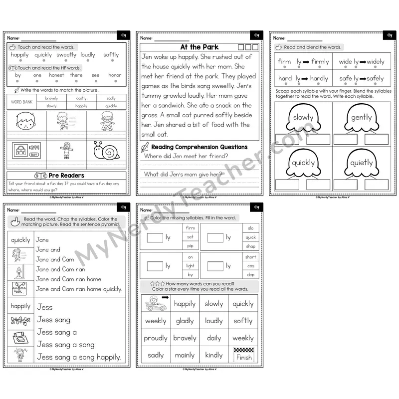 Suffix -ly Decodable Passages — Multisyllabic Word Practice