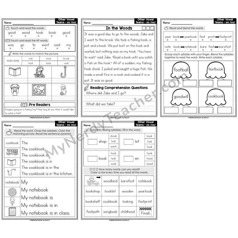 Vowel Team oo (/oo/) Decodable Passages — Multisyllabic Words