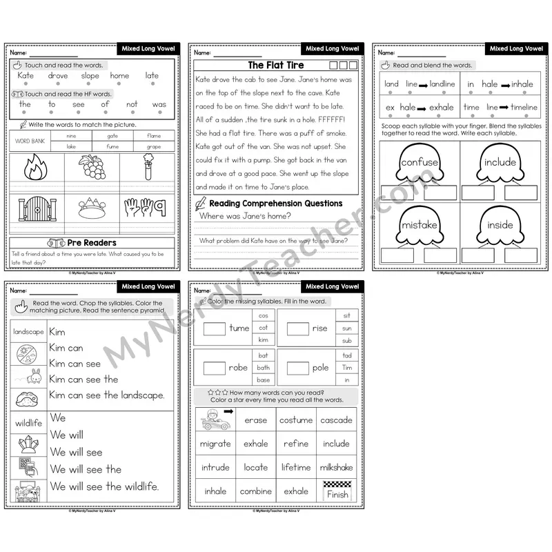 Mixed Long Vowels Decodable Passages — Multisyllabic Words Set 3
