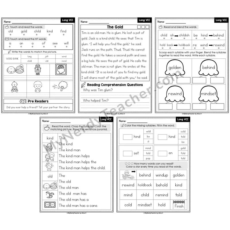 Long VCC Patterns Decodable Passages — Multisyllabic Word Practice (Editable)