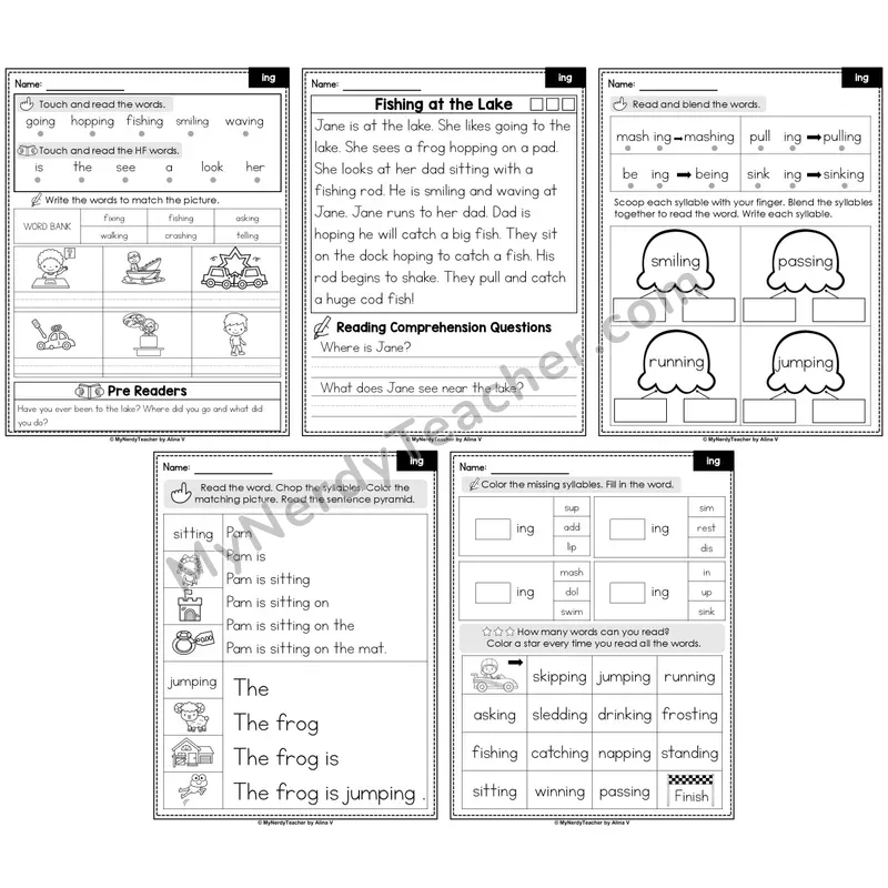 Suffix -ing Decodable Passages — Reading Longer Words (Editable)