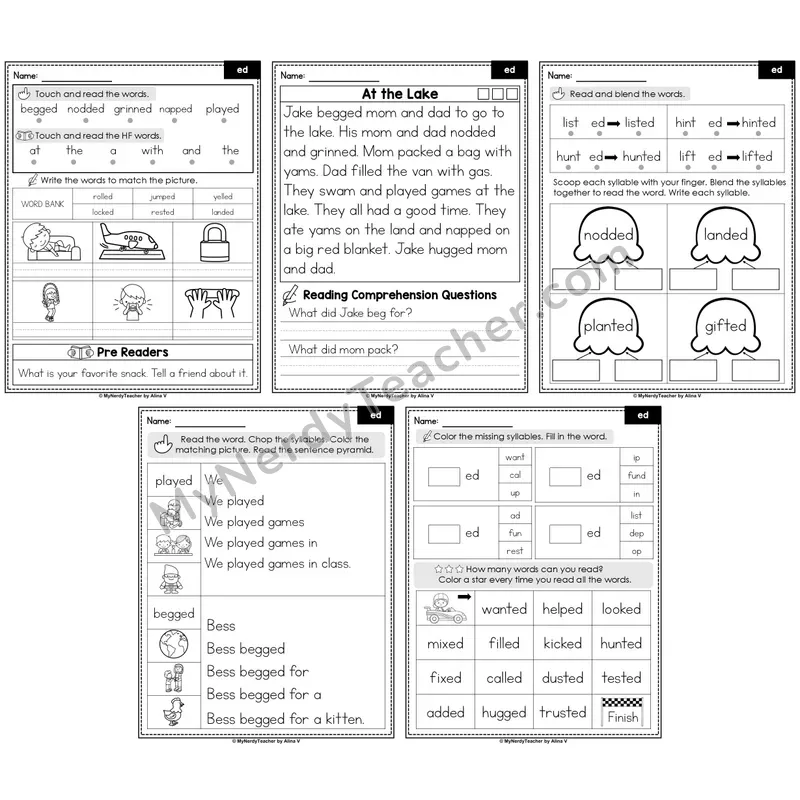Suffix -ed Decodable Passages — Reading Longer Words (Editable)