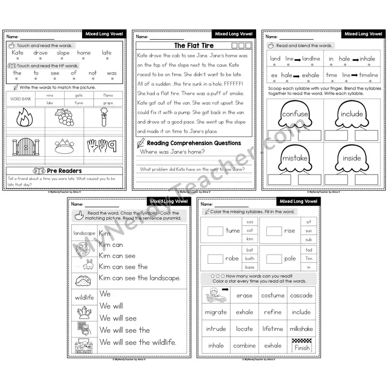 Mixed Long Vowels Decodable Passages — Multisyllabic Words Set 3 (Editable)
