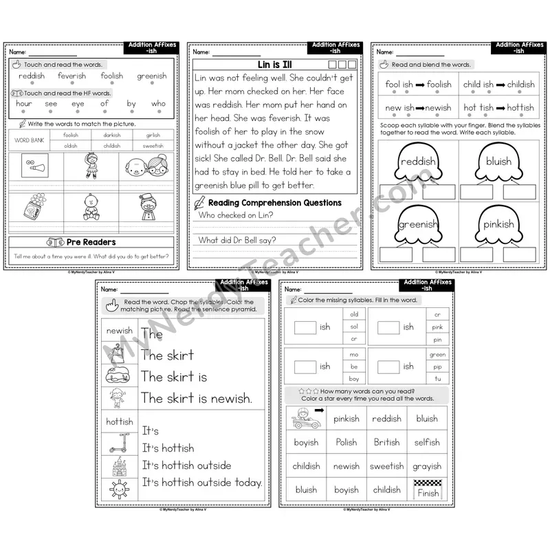 Suffix -ish Decodable Passages — Multisyllabic Word Practice (Editable)
