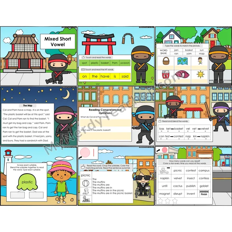 Mixed Short Vowels Decodable Passages — Multisyllabic Words Set 1