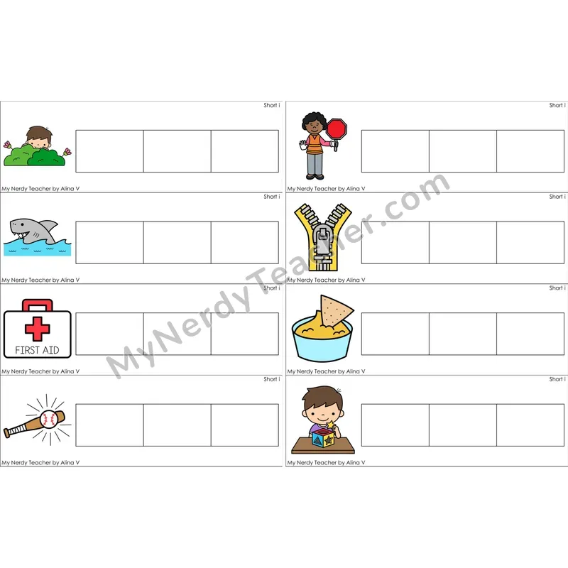 Short I Word Writing Strips (Color)