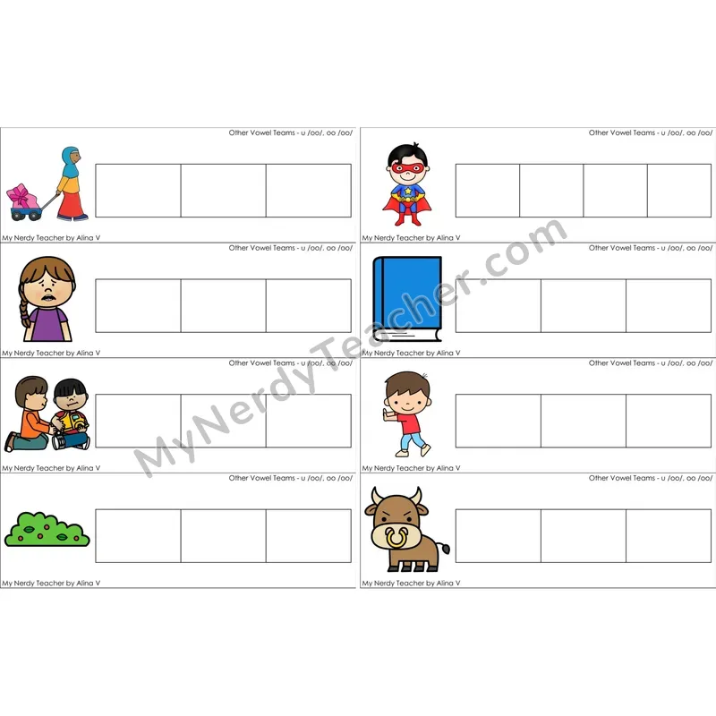oo (long oo sound) Word Writing Strips (Color)