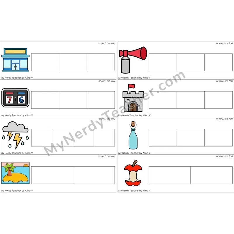 or, ore (R-Controlled) Word Writing Strips (Color)