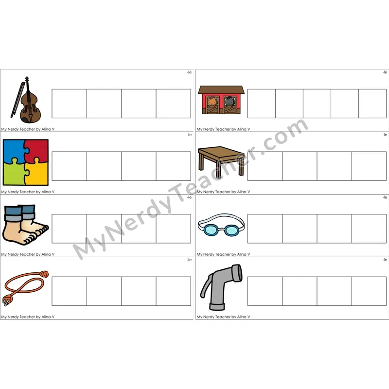 Consonant -le Word Writing Strips (Color)