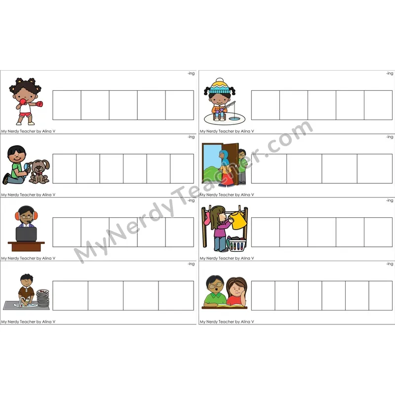 Inflectional -ing Word Writing Strips (Color)