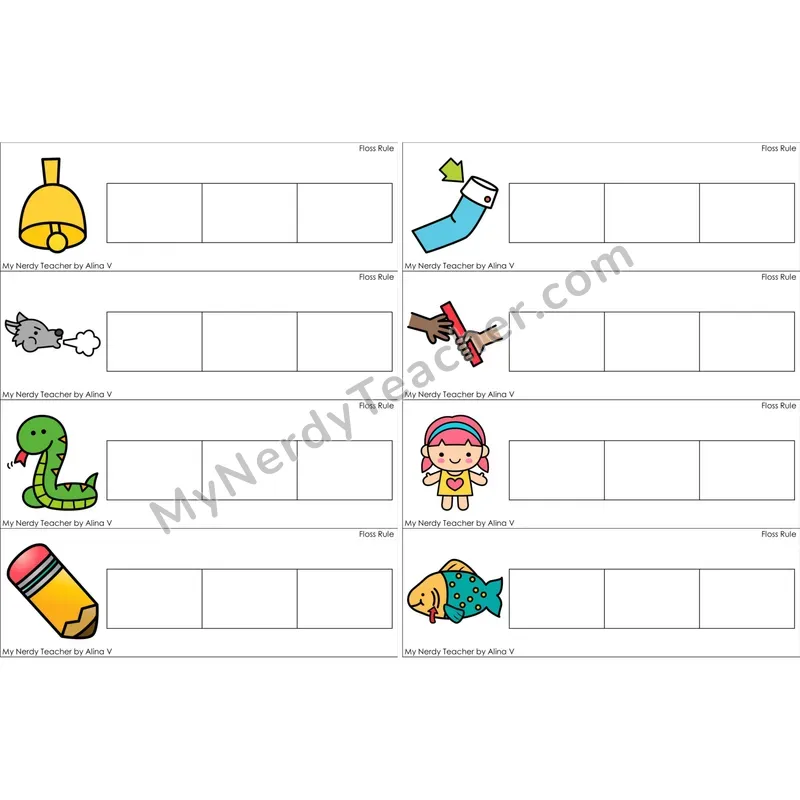 Floss Rule (ff, ll, ss, zz) Word Writing Strips (Color)