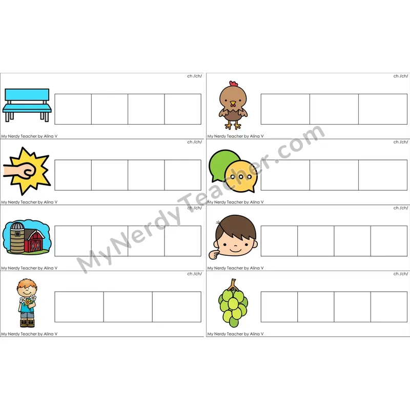 ch Digraph Word Writing Strips (Color)