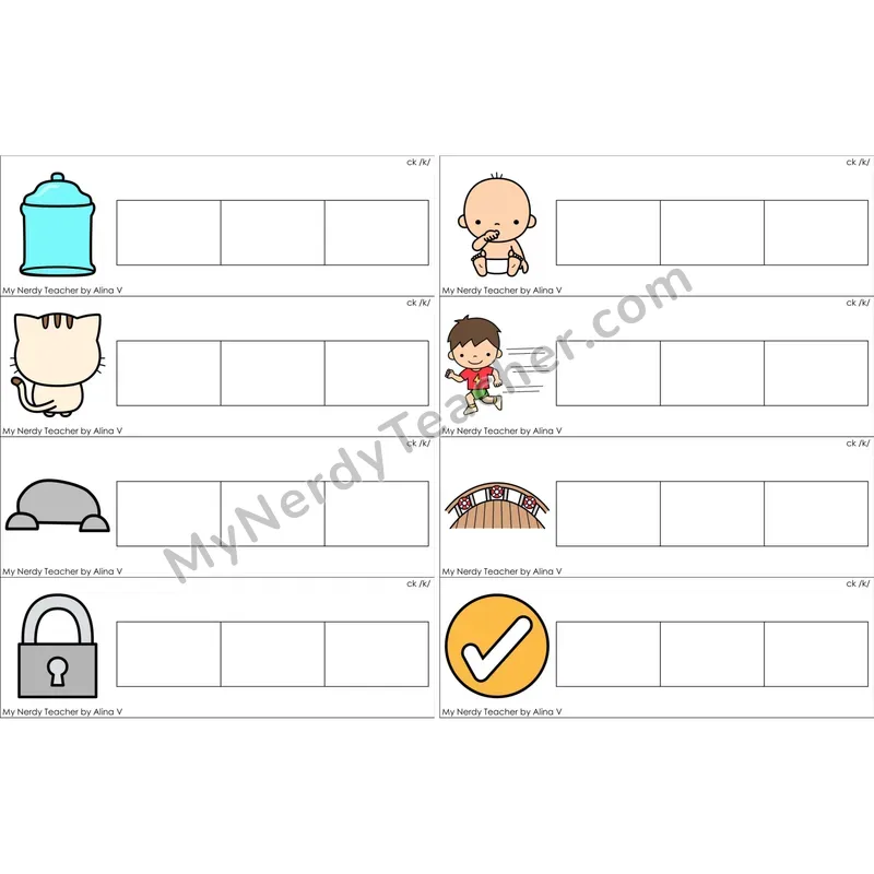 ck Digraph Word Writing Strips (Color)