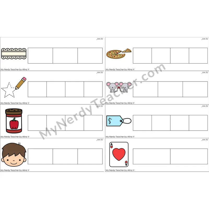 Soft C (_ce) Word Writing Strips (Color)