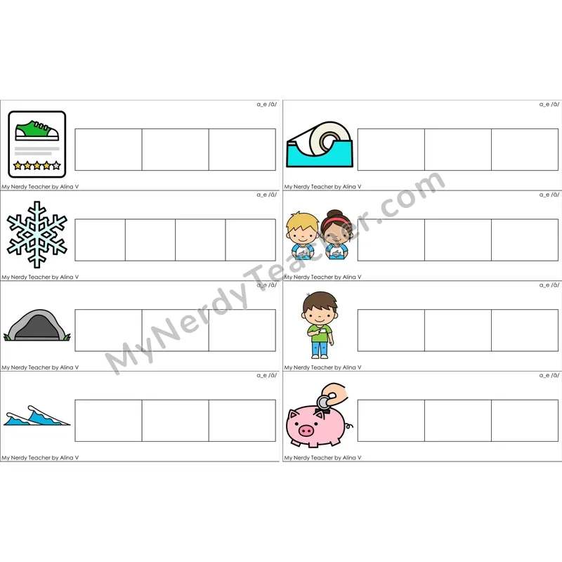 a_e (Long A VCe) Word Writing Strips (Color)