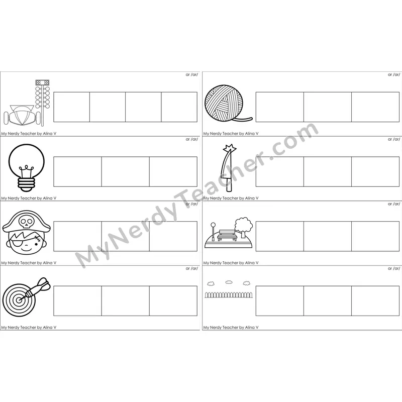 ar (R-Controlled) Word Writing Strips (Black and White)