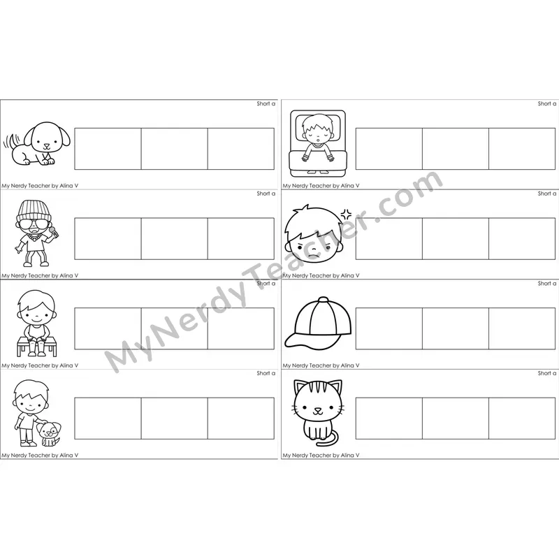 Short A Word Writing Strips (Black and White)