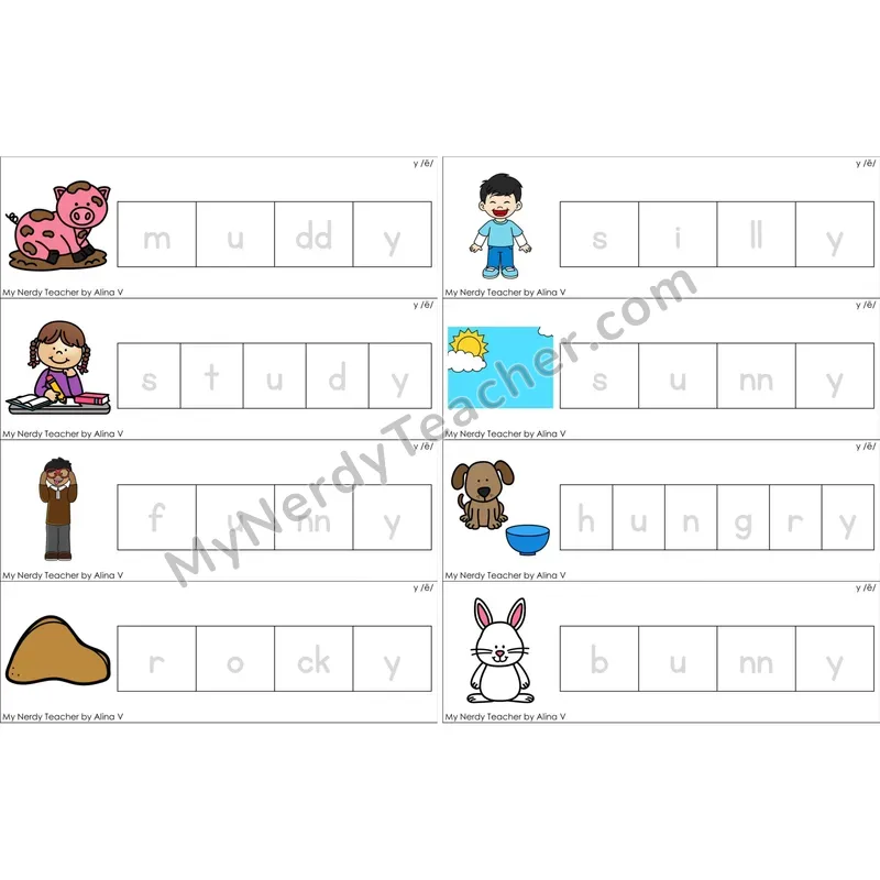 y as Long E Word Tracing Cards (Color)