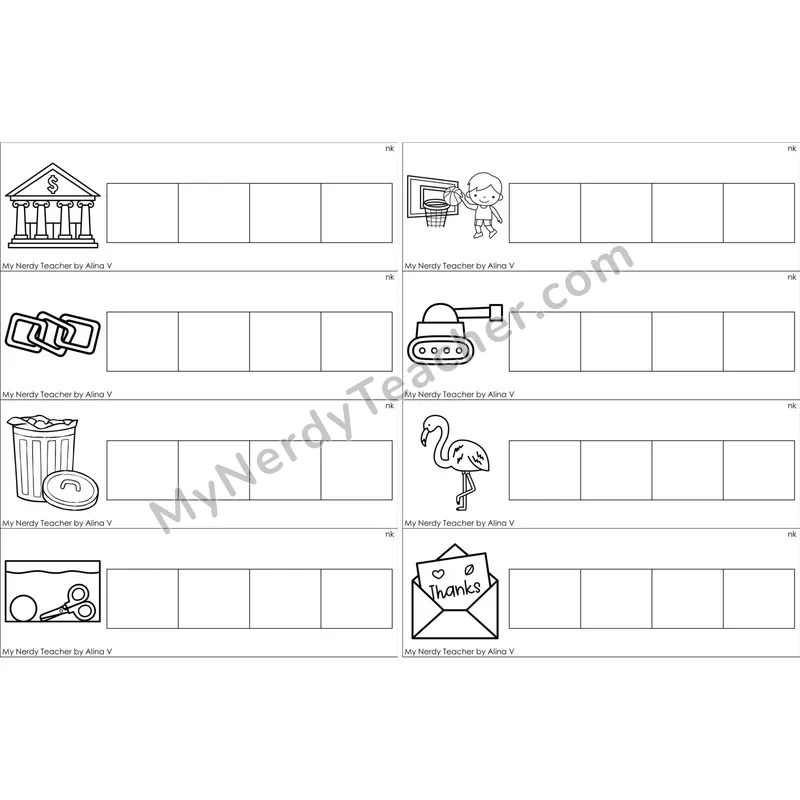 nk Glued Sound Word Writing Strips (Black and White)