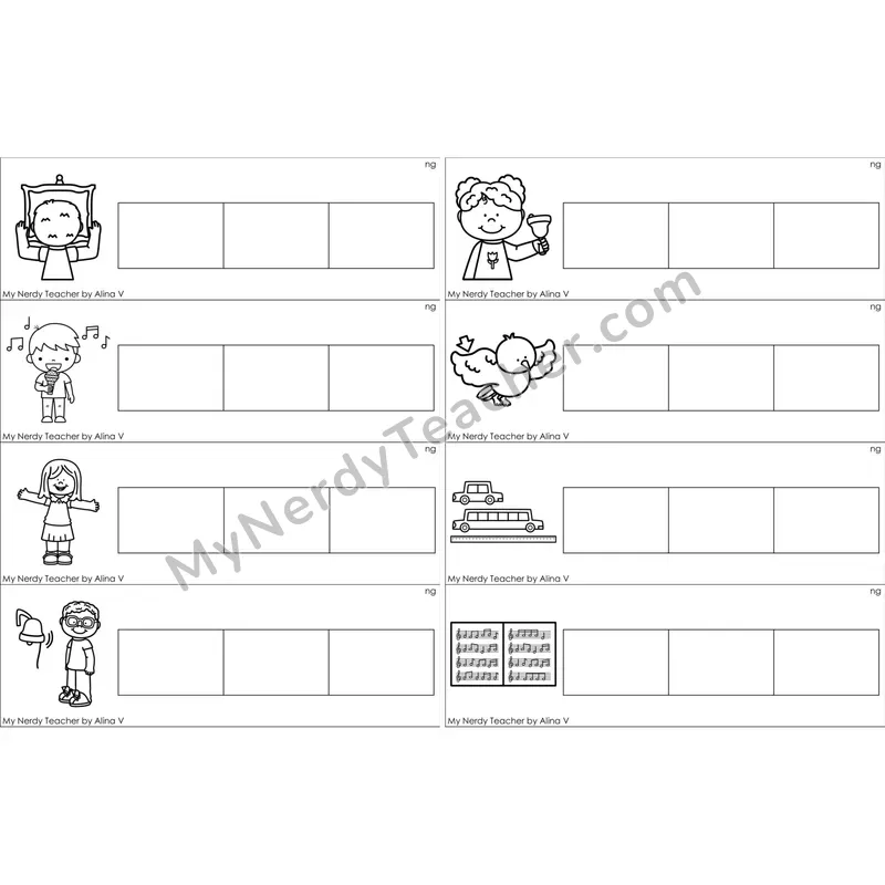 ng Glued Sound Word Writing Strips (Black and White)
