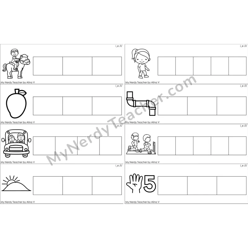i_e (Long I VCe) Word Writing Strips (Black and White)