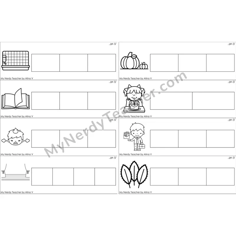 Soft G (_ge) Word Writing Strips (Black and White)