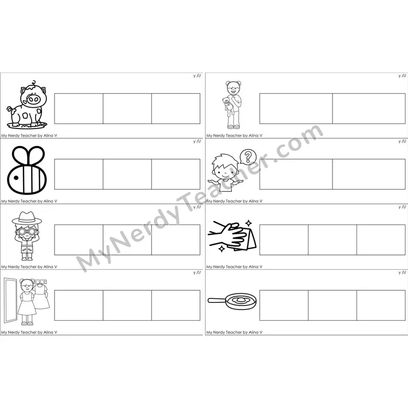y as Long I Word Writing Strips (Black and White)