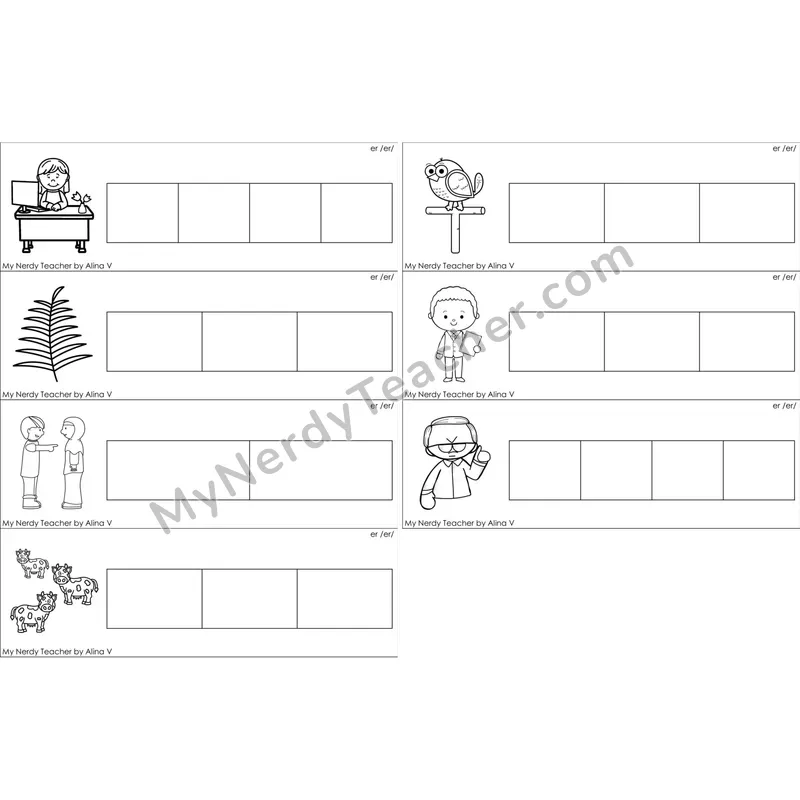 er (R-Controlled) Word Writing Strips (Black and White)