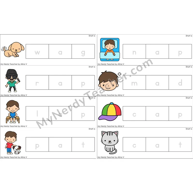 Short A Word Tracing Cards (Color)