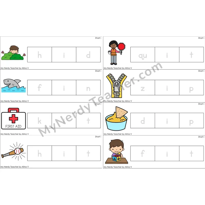 Short I Word Tracing Cards (Color)