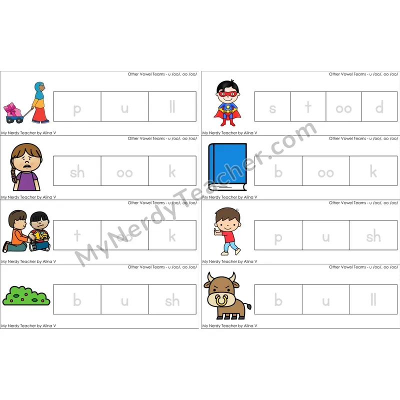 oo (long oo sound) Word Tracing Cards (Color)
