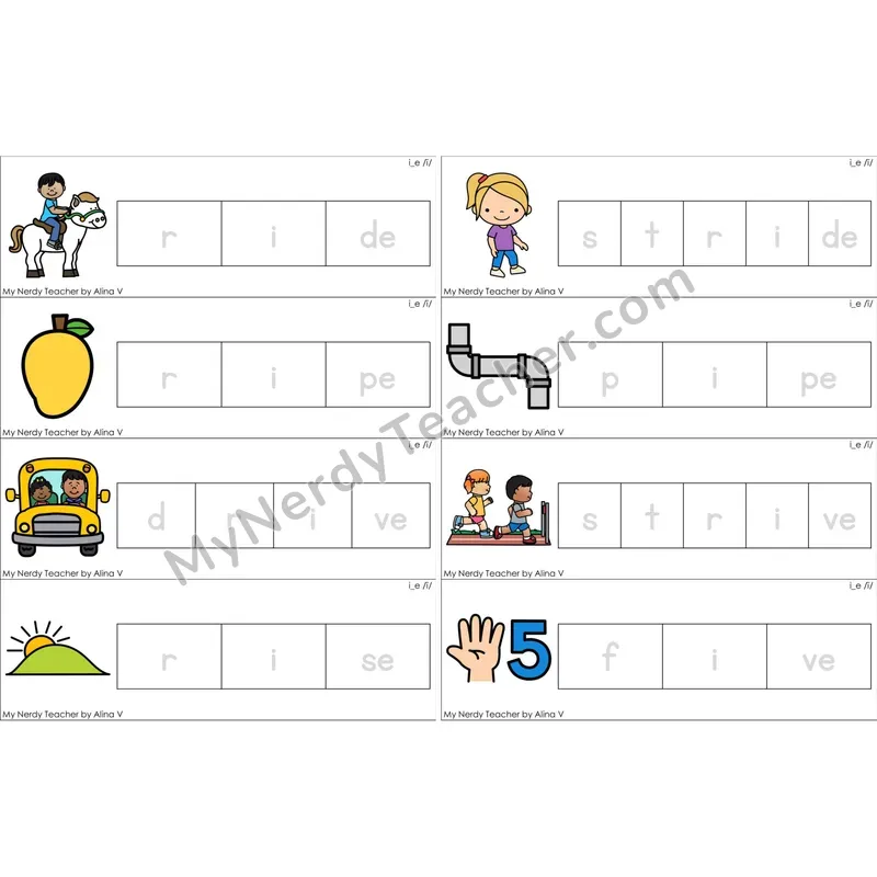 i_e (Long I VCe) Word Tracing Cards (Color)
