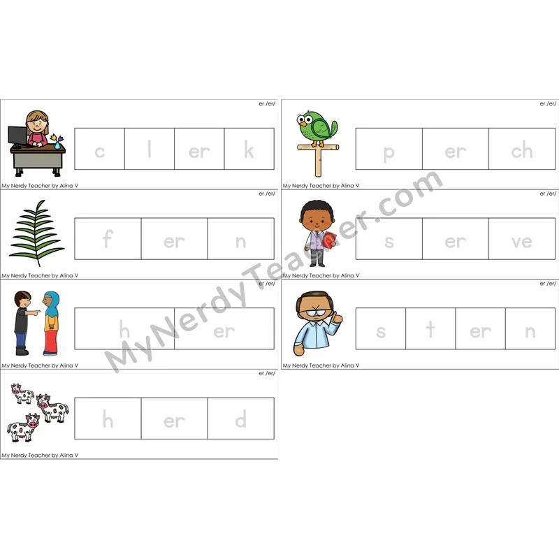 er (R-Controlled) Word Tracing Cards (Color)