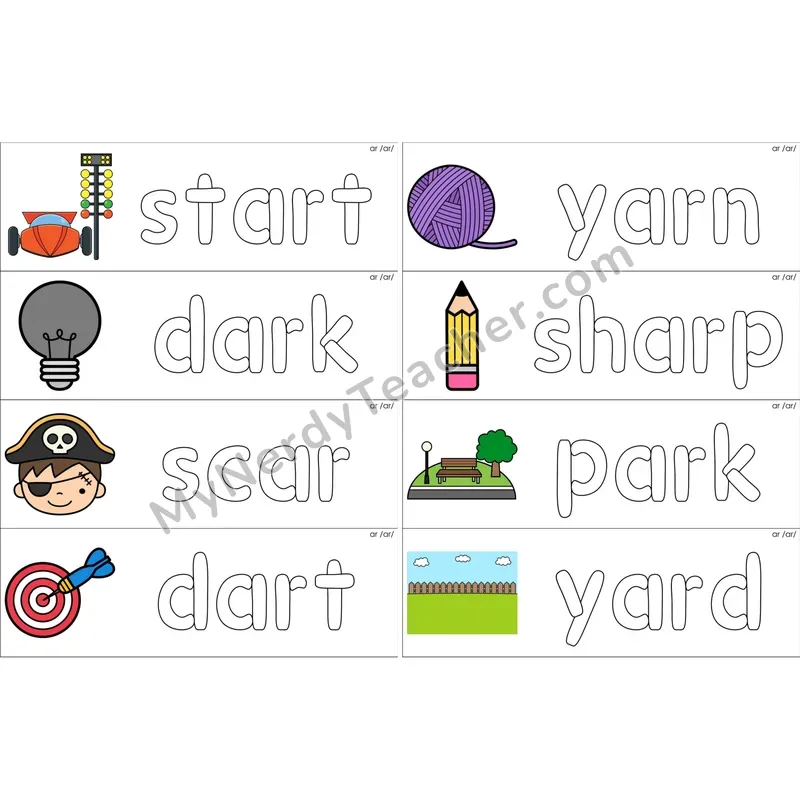ar (R-Controlled) Dough Word Mats (Color)