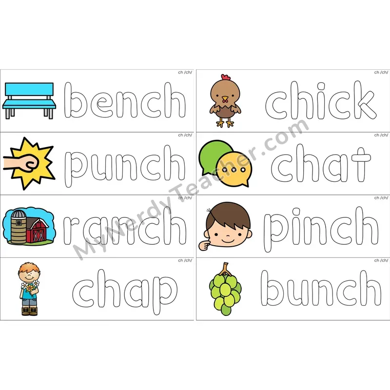 ch Digraph Dough Word Mats (Color)
